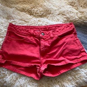 American Apparel Red Denim Shorts Size 26